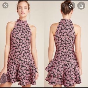 ML MONIQUE LHUILLIER RITA RUFFLED MINI DRESS 4P